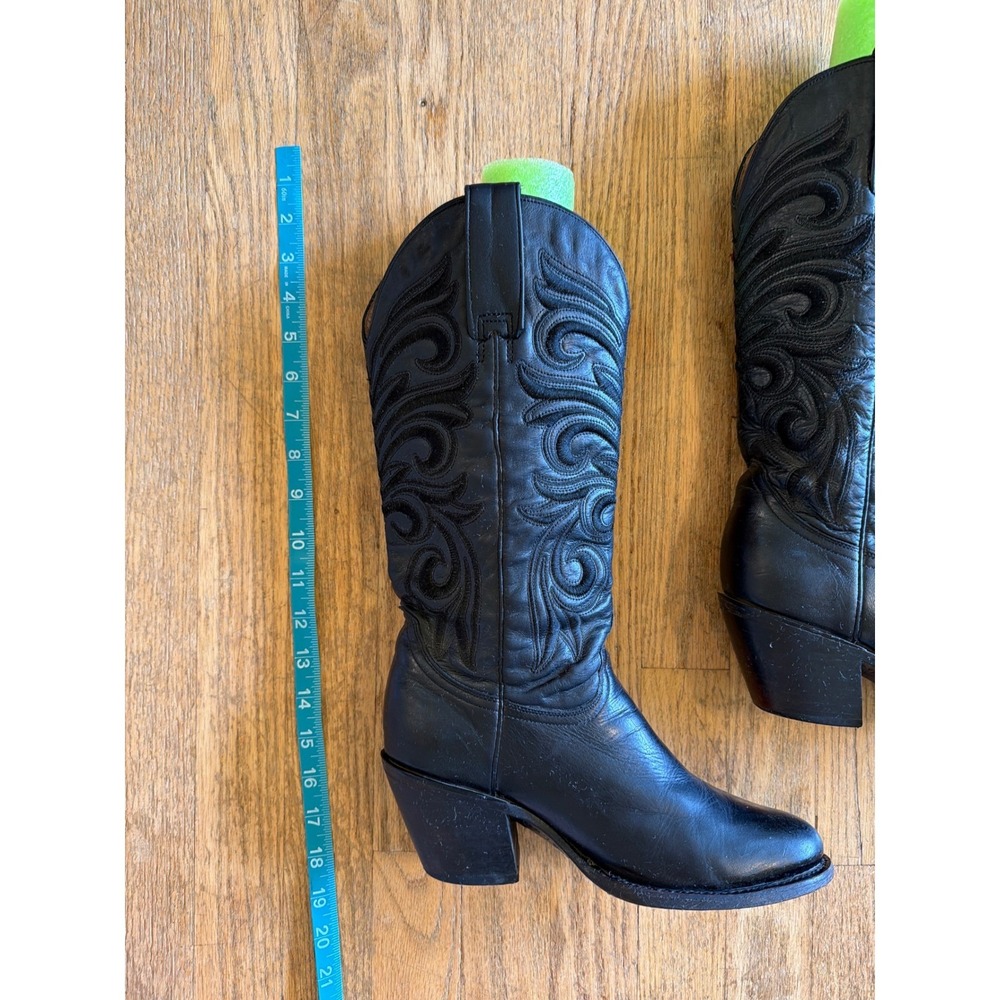 Lucchese Laurelie Black Cowhide Leather Boots M5064 Embroidered Pointed Toe 7.5B - Picture 6 of 14